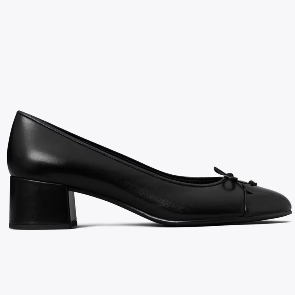 TORY BURCH BLACK CAP TOE PUMP HEEL | 8